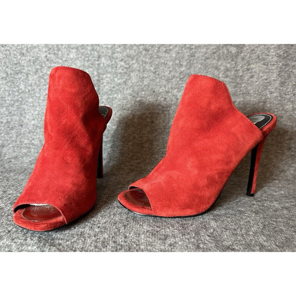 Steve Madden Shoes Womens 7 Red Suede Leather SOOKI High Heel Open Toe Stiletto - Picture 1 of 15